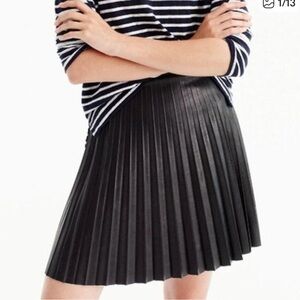 J. Crew factory Black faux leather Pleated Skirt